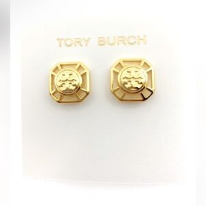 🎁Tory Burch Audrina Logo Stud Earrings in Gold. NWOT